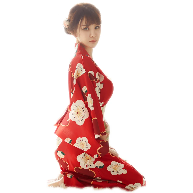 

Японское кимоно для косплея Сакура, Униформа, сексуальное нижнее белье, шелковый халат для девушек с принтом, костюмы, порно, Сексуальная аниме одежда