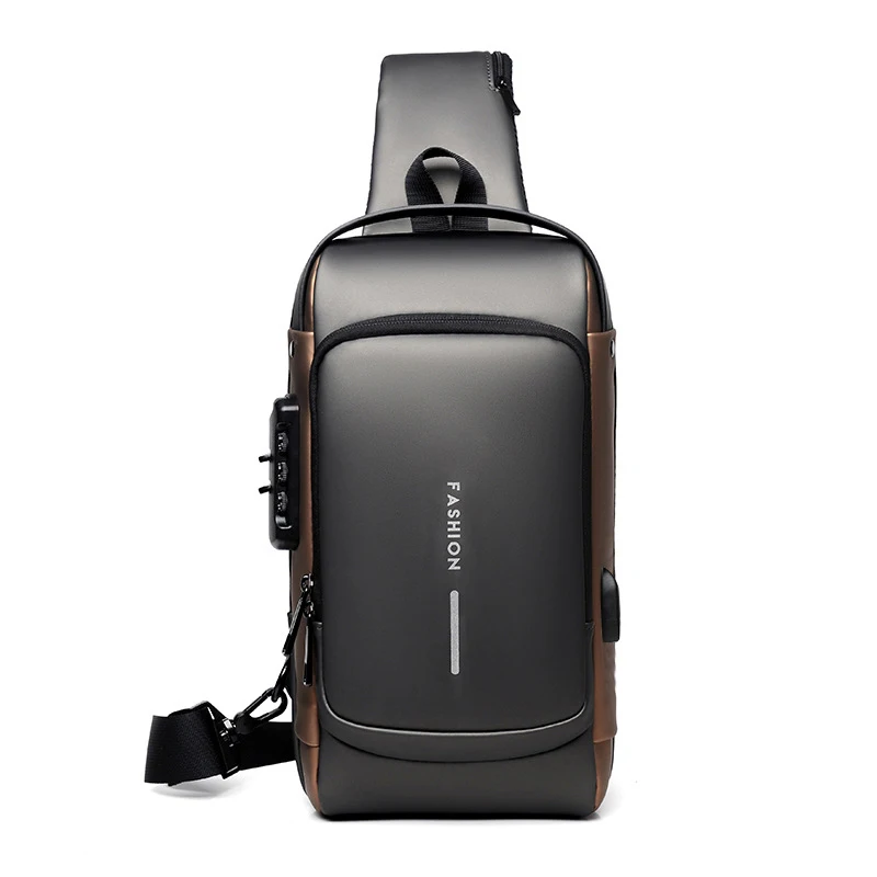 Fashion Men's Riding Crossbody Bags With USB Charging High Quality Anti-theft Password Lock Motorcycle Bag Unisex Chest Bag