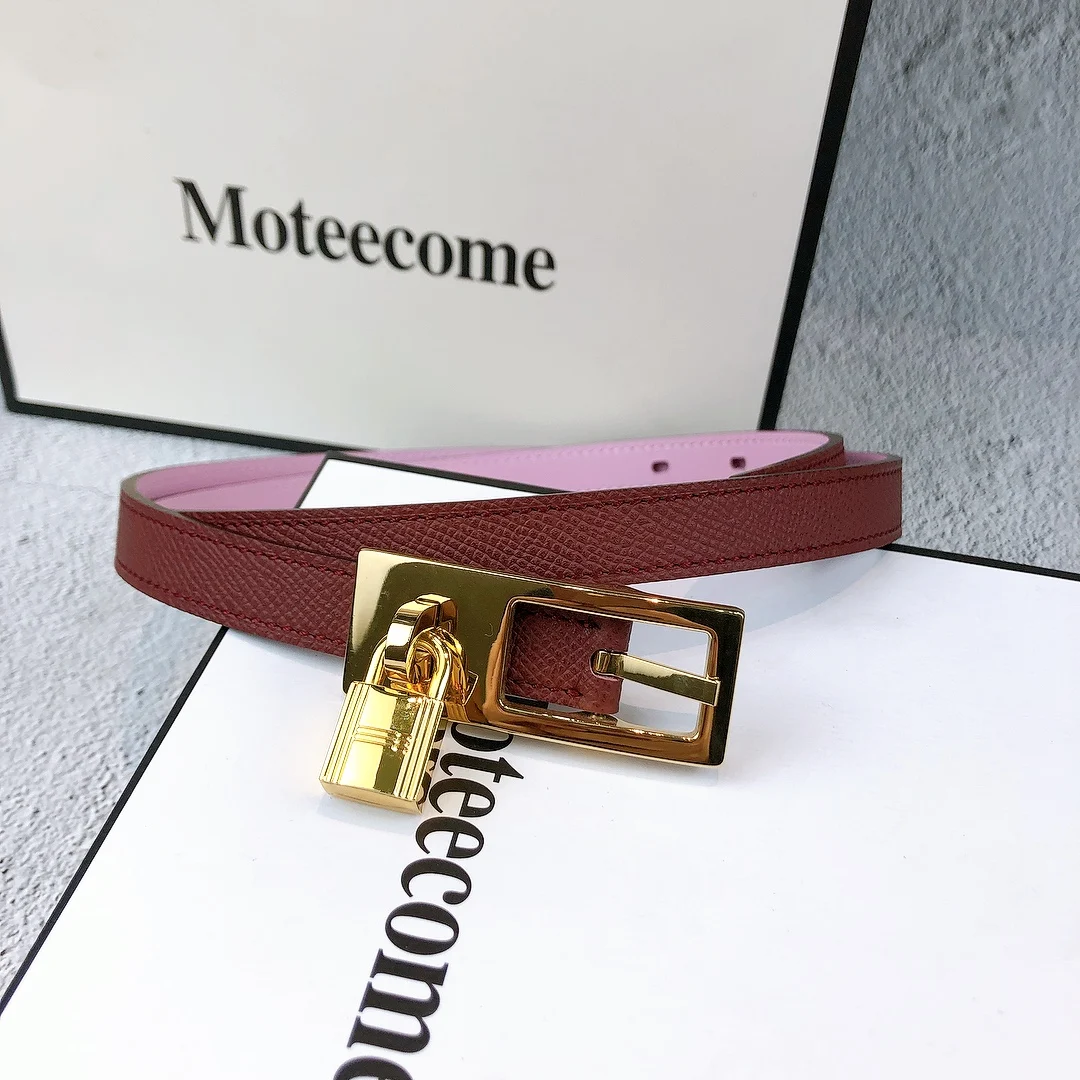 Новый кожаный ремень женский с замком простой и универсальный юбками тонкий из