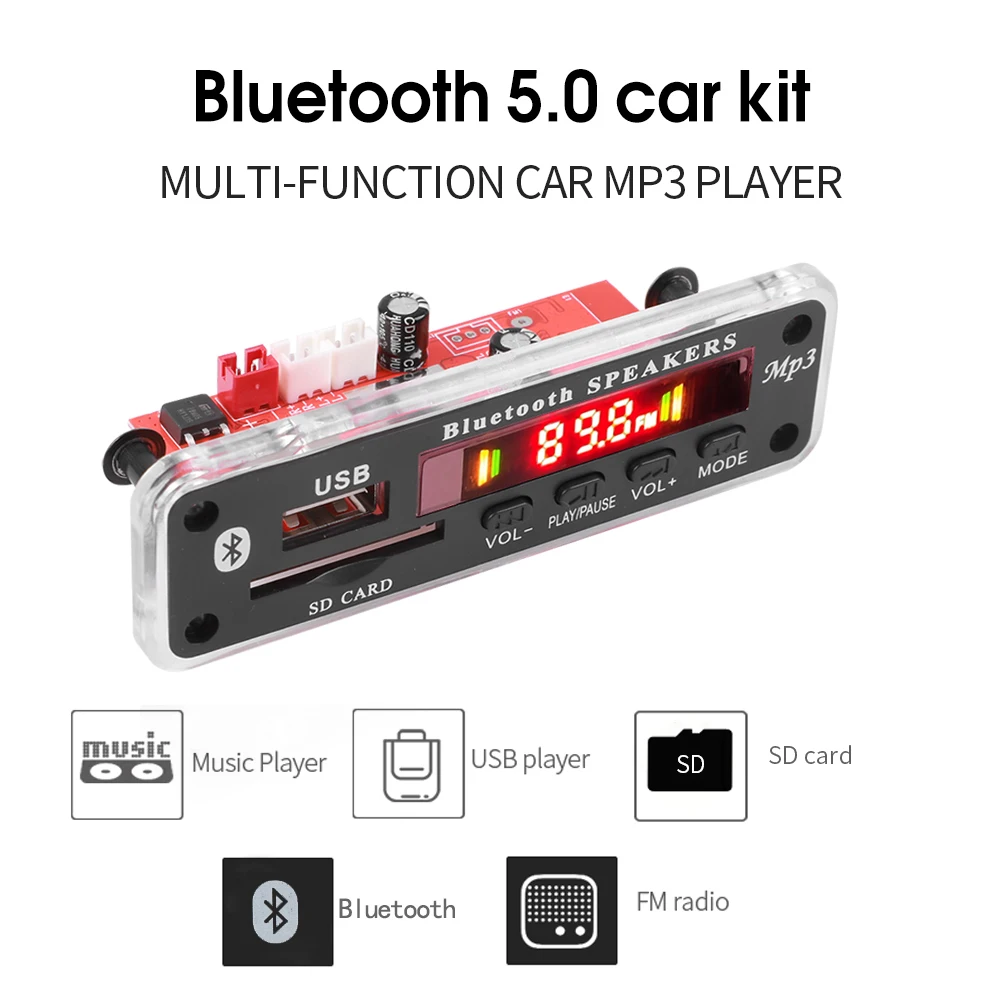 25 Вт 20 усилитель 12 в MP3 декодер плата Bluetooth 5 0 Автомобильный плеер 50 40 USB модуль