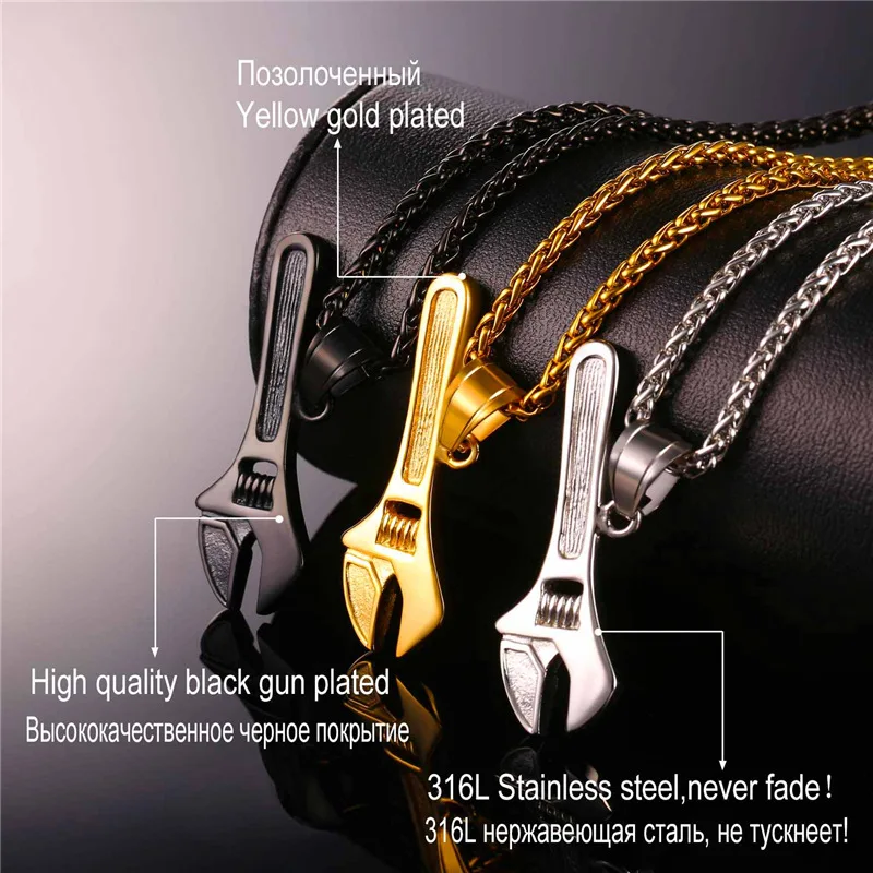 Collare подвеска с ключом 316L нержавеющая сталь золотого/черного цвета хиппи