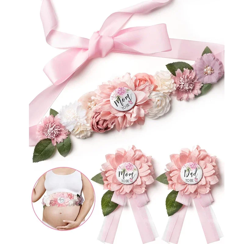 Набор цветочных поясов-Baby Shower Mom to Be Daddy Corsage Pin-пояс с цветком для платья