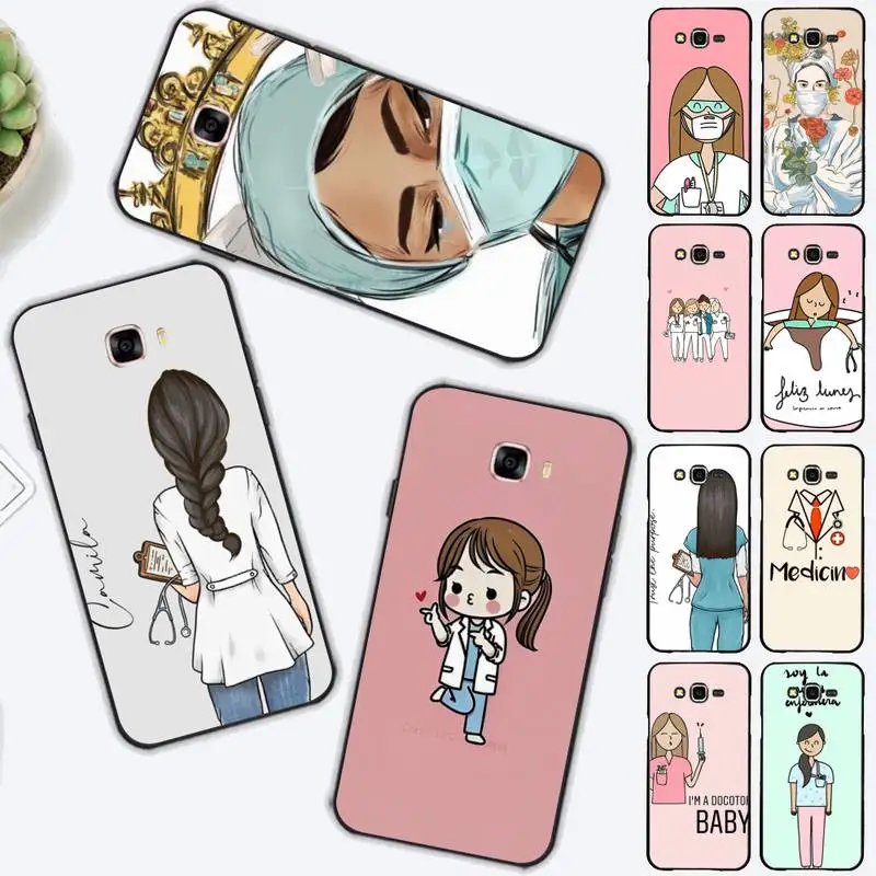 

Cartoon Medicine Doctor Nurse Phone Case for Samsung J 2 3 4 5 6 7 8 prime plus 2018 2017 2016 core