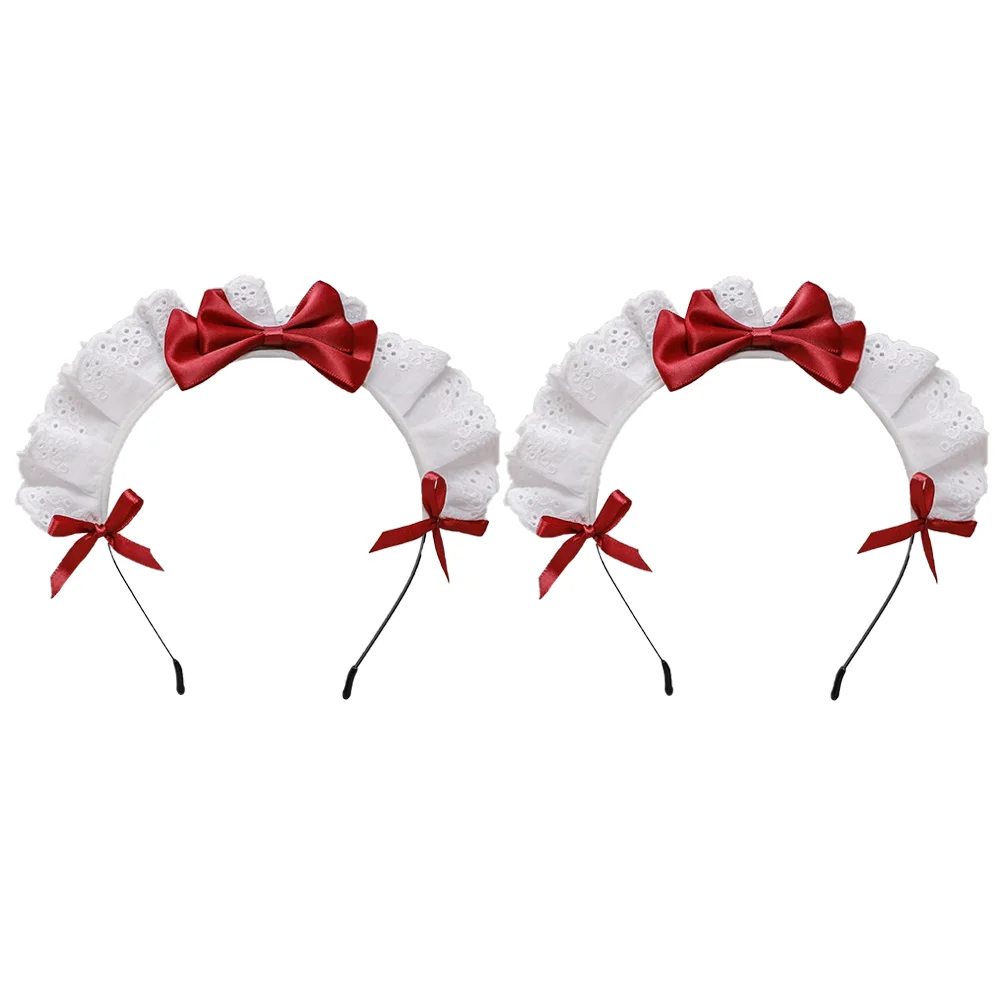 

2 Pcs Hair Hoops Girls Party Headdress Female Cosplay Hairhoops Bows Headwear