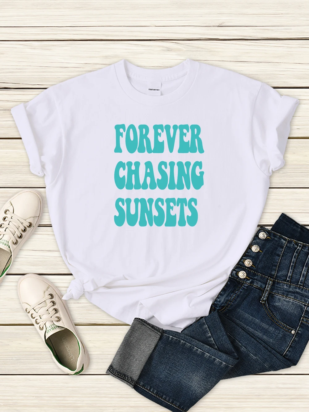 

Forever Chasing Sunsets Female T Shirt Summer Casual Tshirt Street Round Neck Short Sleeve Comfortableharajuku Clothing Woman
