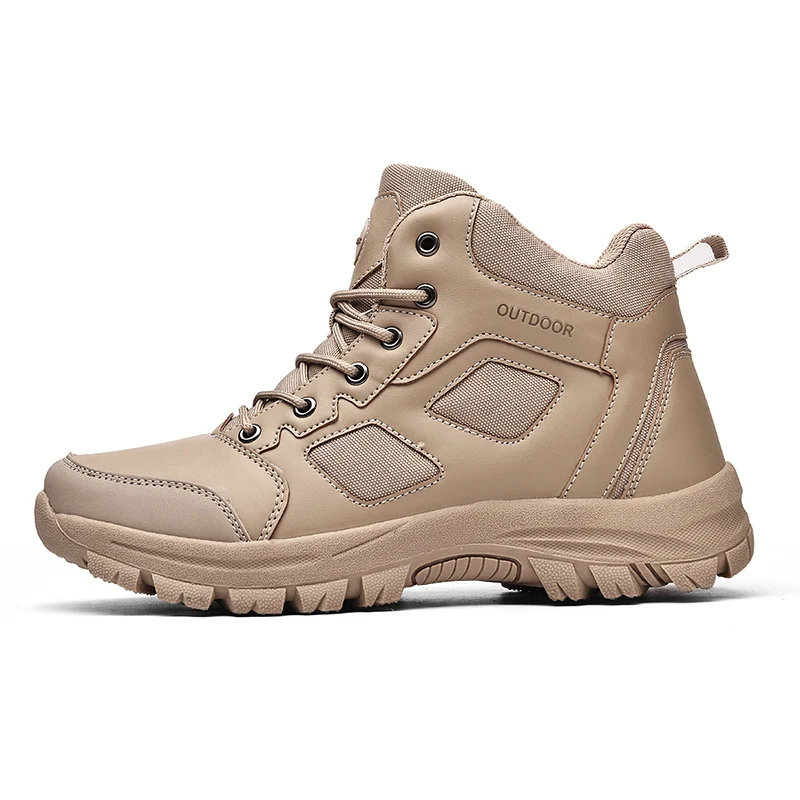 New Men's Military Boots Medium Top Outdoor Hiking Shoes Men Anti-collision Quality Army Tactical Boots Large Size 39-48