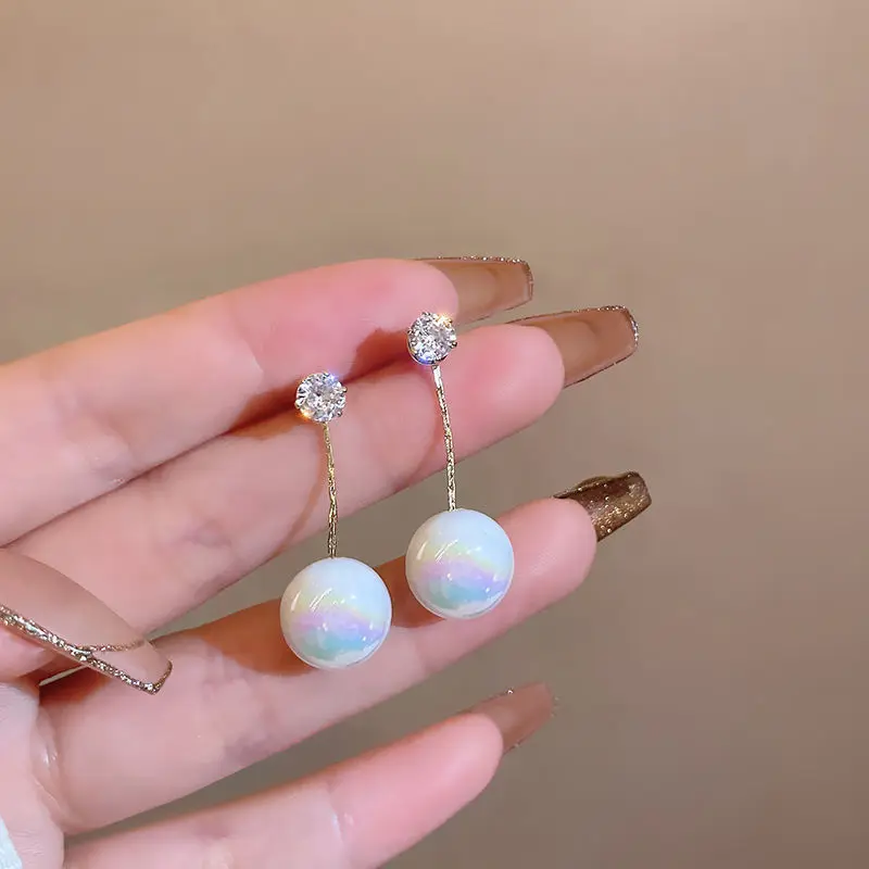 

Elegant Pearl Ball Dangle Earrings for Women Casual Delicate Zircon Pendant Drop Earrings Female Vintage Luxury Ear Drop Gifts