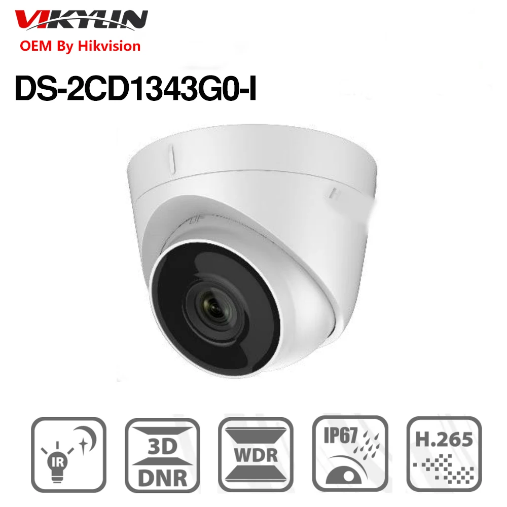 

Hikvision Original 4MP IP Dome Camera DS-2CD1343G0-IUF Network With POE Surveillance Camera IR 30M Built-in MIC SD card storage