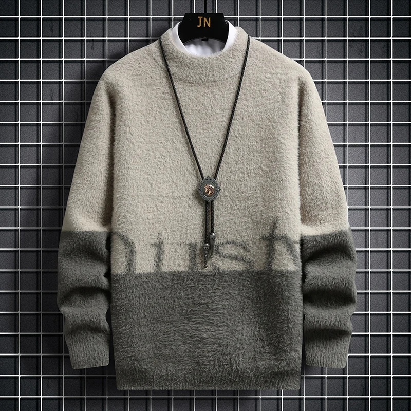 

Высокомягкий свитер, повседневный городской качественный водолазка, популярный Молодежный модный универсальный топ, вязаный с длинным рук...