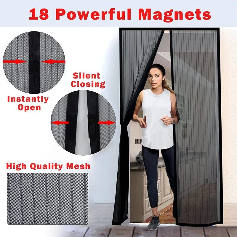 

No drilling door curtain self-adhesive hanging magnetic door mesh mothproof screen Nortic simple room divider mosquito net door