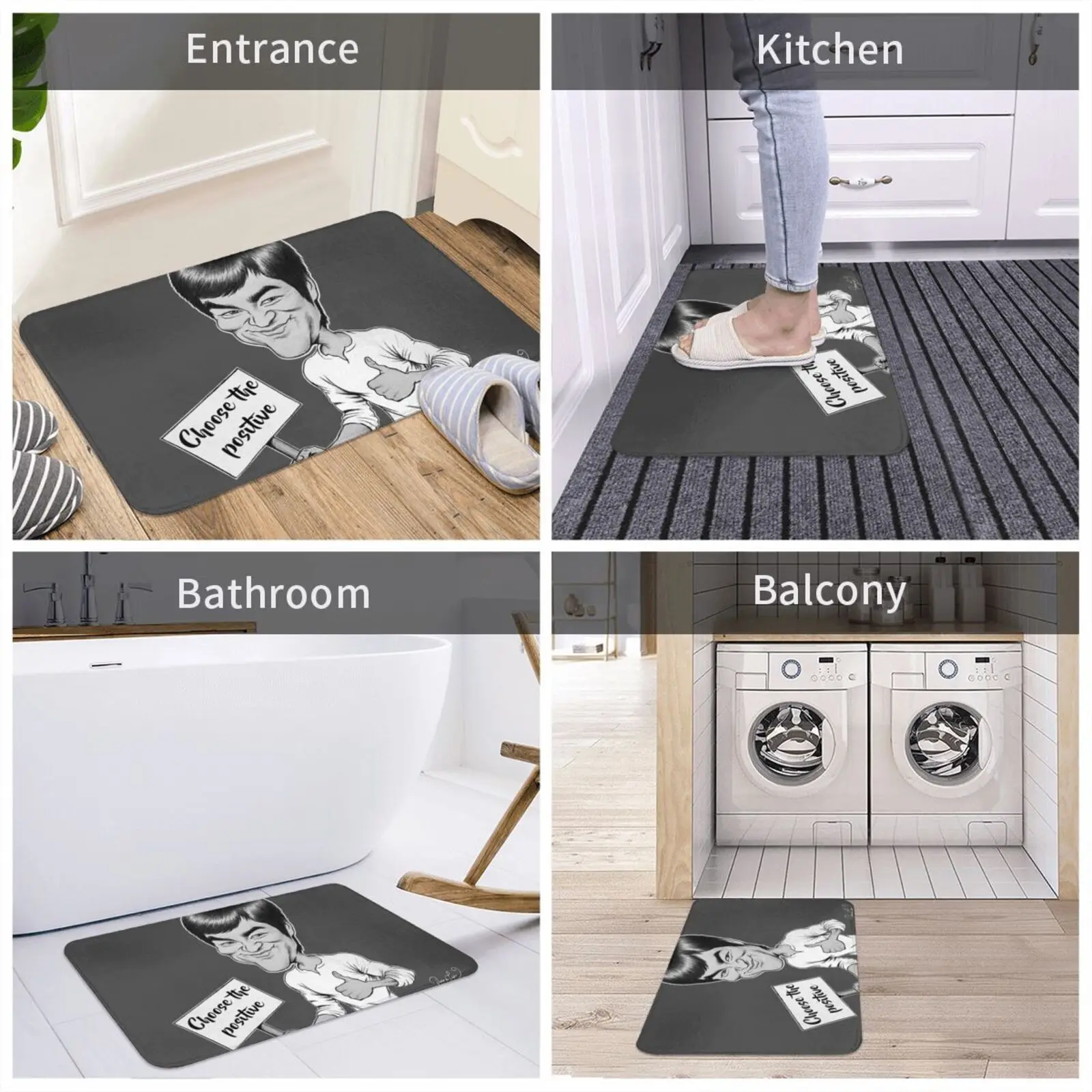 Карикатура Брюса Ли! Коврик нескользящий впитывающий воду дверной коврик Брюс Ли