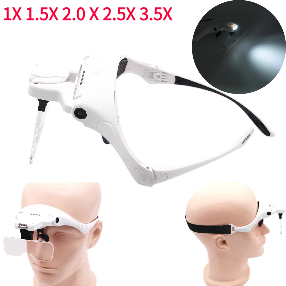 

Magnifying Glasses Led Light Lamp Head Loupe Jeweler Headband Magnifier Eye Glasses Optical Glass Tool Repair Reading Magnifier
