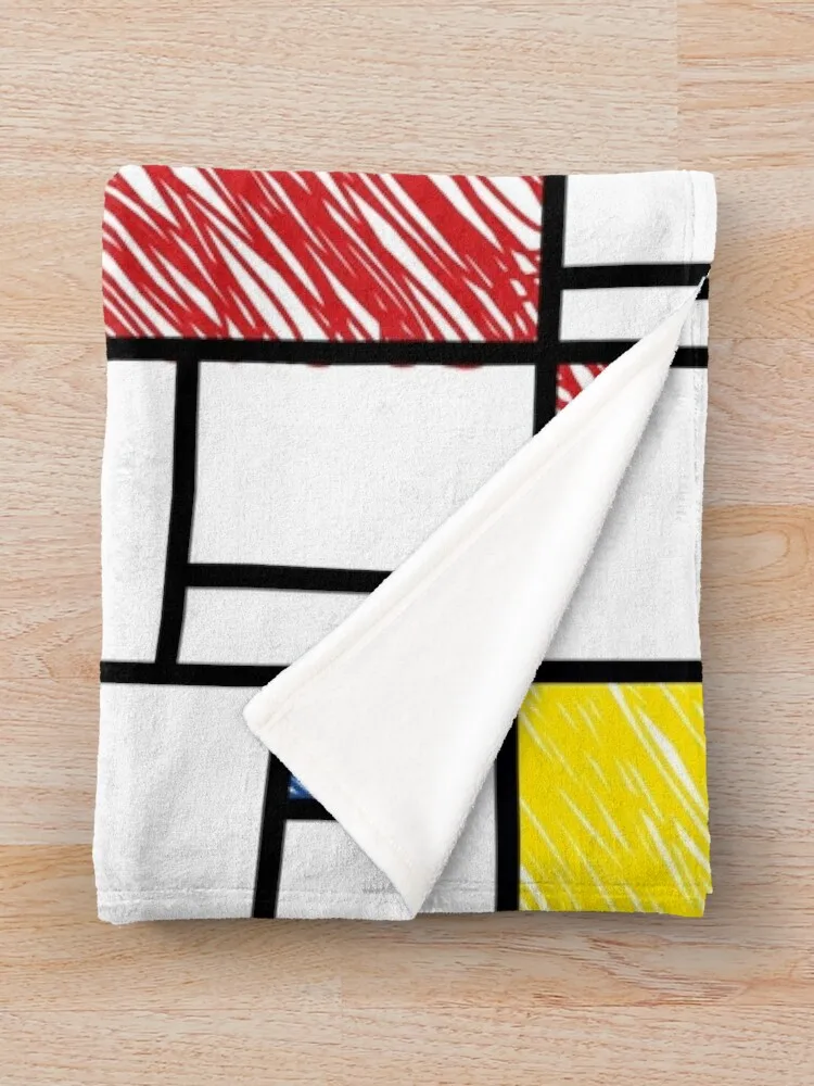 Mondrian Scribbles Минималистское современное искусство De Stijl? Одеяло Fatfatin самое мягкое
