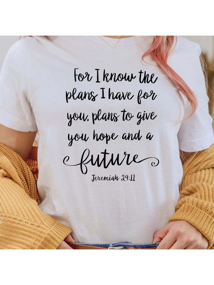 

Women Christian T Shirts Bible Verse Harajuku Faith Hope Religious Aesthetic Female Casual Short Sleeve T-shirt Tee Tops Clothes