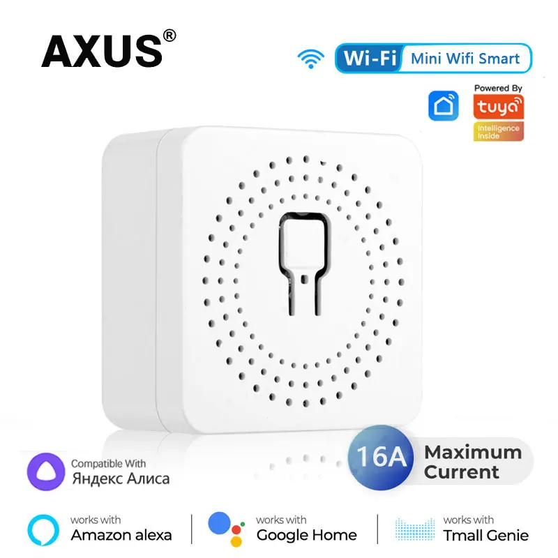 Умный мини-выключатель AXUS, 16 А, Wi-Fi, 2-сторонний