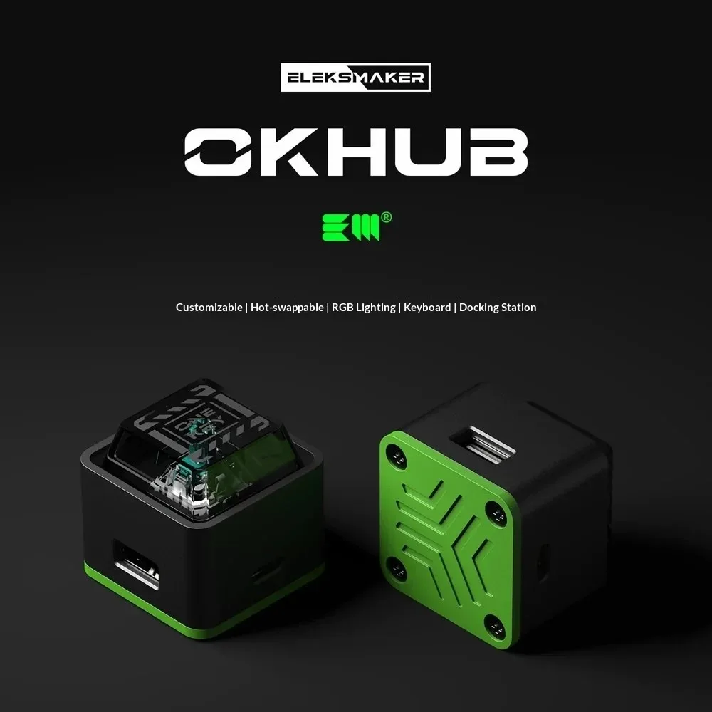 Механическая мини-клавиатура EleksMaker OKHUB из алюминиевого сплава с USB-док-станцией, программируемая макроклавиатура для программистов и игр OSU (art.: 3920dbbfe8040) - 3920dbbfe8040