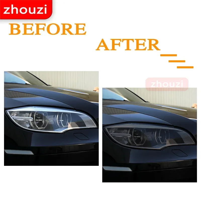 Фото Для BMW X6 M E71 2008-2014, оттенок автомобильных фар, черная дымчатая защитная пленка, передняя фара, прозрачная наклейка из ТПУ, аксессуары, 2 шт. №2