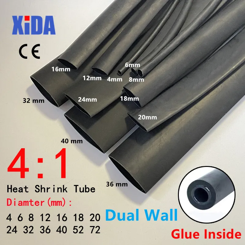 

Термоусадочная трубка с клеем, 4-72 мм, 4:1