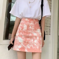 tie dye skirt summer new 2022 women fashion high waist bodycon all match a line mini skirts pink cute clothes blue jupe