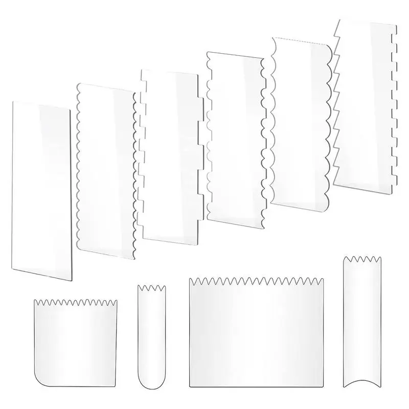 

Cake Edge Smoother 10pcs/set Acrylic Cake Side Edge Frosting Comb Kitchen Baking Accessories For Wedding Homemade Celebration