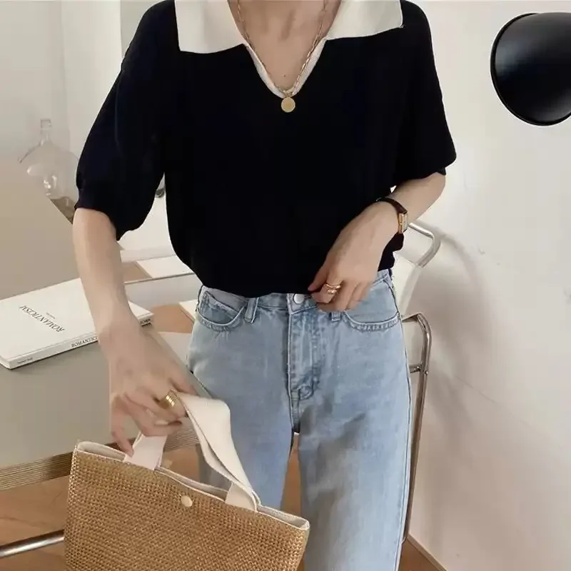 T-shirts Women Summer Basic Ulzzang Tender Minimalist Prevalent Casual Streetwear Comfort Thin All-match Unisex Vintage Knitted |
