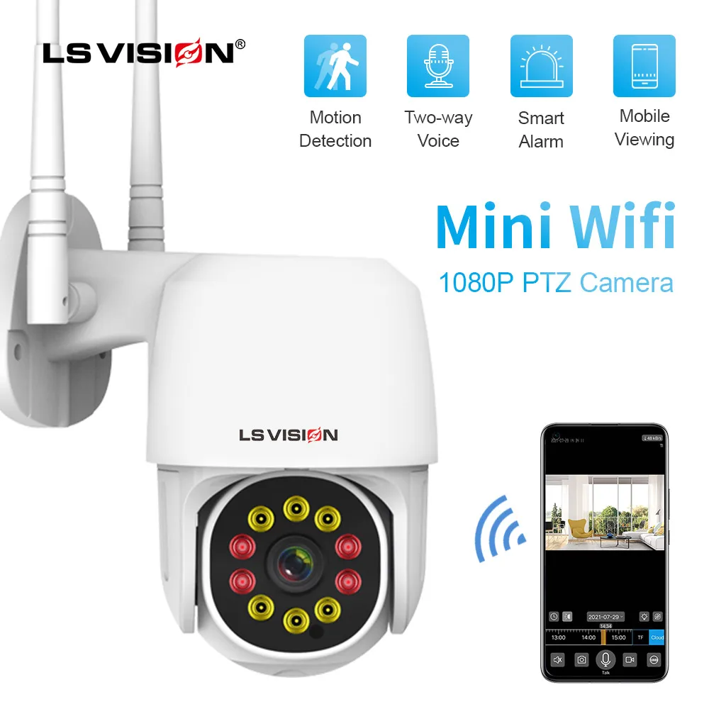 Наружная скоростная купольная IP-камера LS VISION 1080P PTZ беспроводная Wi-Fi камера