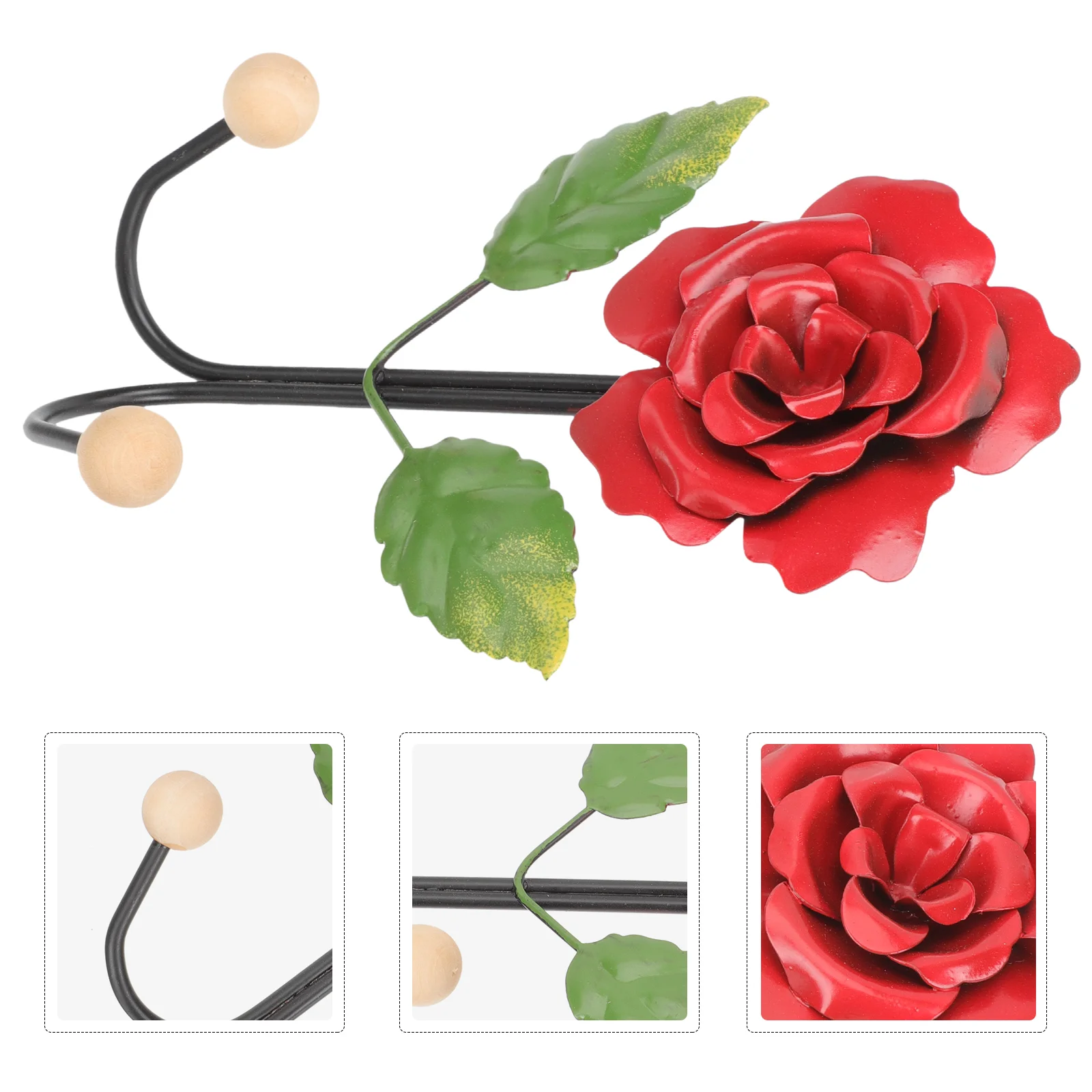 

Rose Wall Hooks Wall Mounted Creative Flower Hook for Hanging Coat Hat Key Towel Handbag Hooks Hangers Room Wall Decor Red