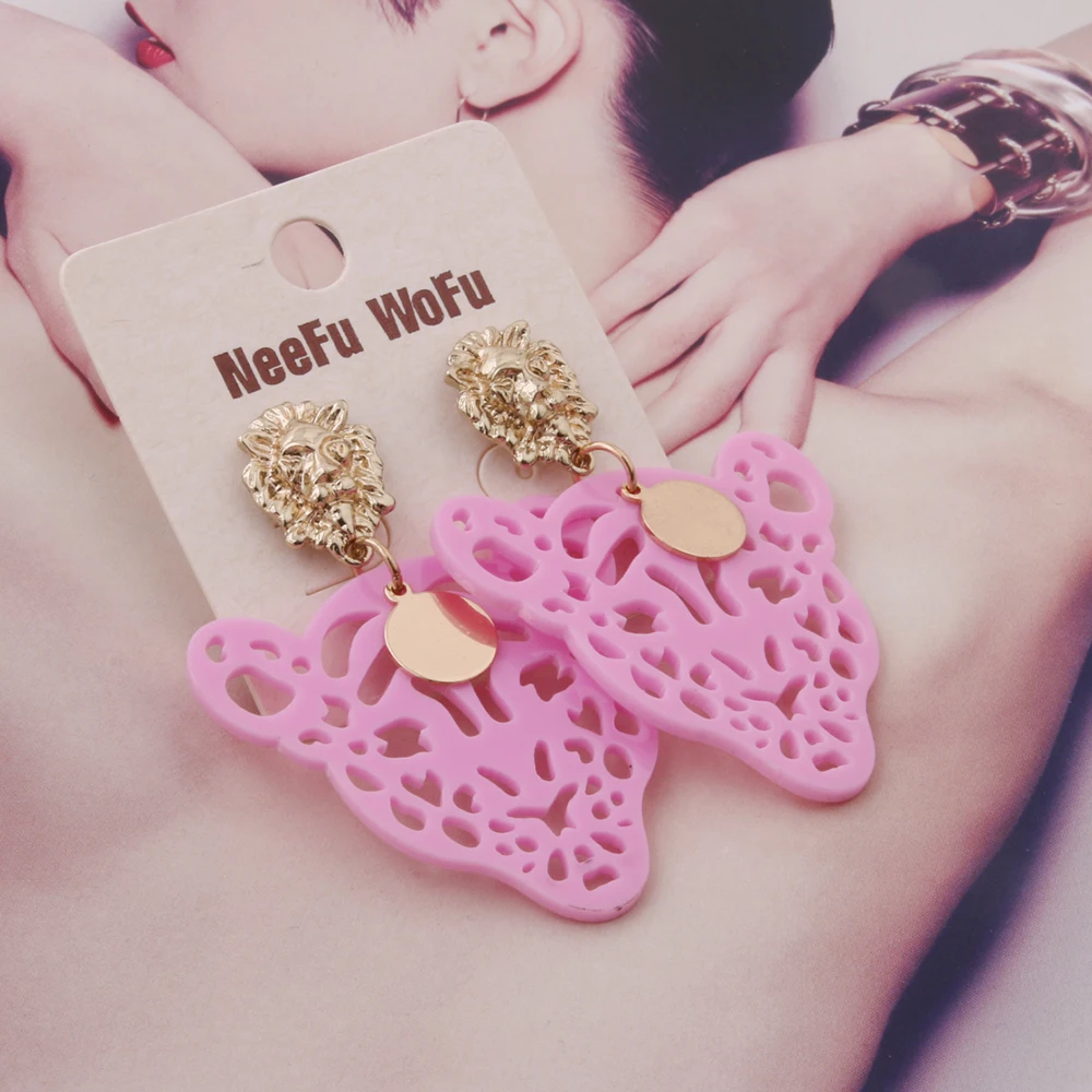 NeeFu WoFu подвесные леопардовые украшения, милые большие серьги из смолы, большие длинные серьги, аксессуары для ушей, рождественский подарок