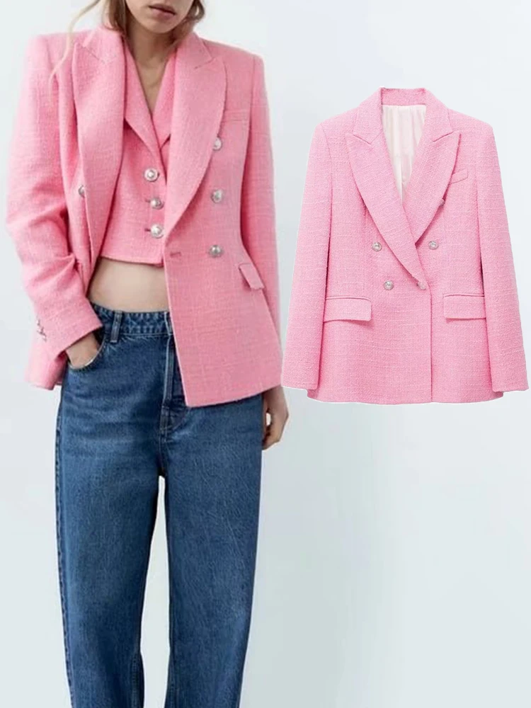 

Блейзер, пиджак, новый весенний модный приталенный розовый костюм, пиджак 2022, элегантный шикарный офисный официальный Блейзер, Женский Повс...
