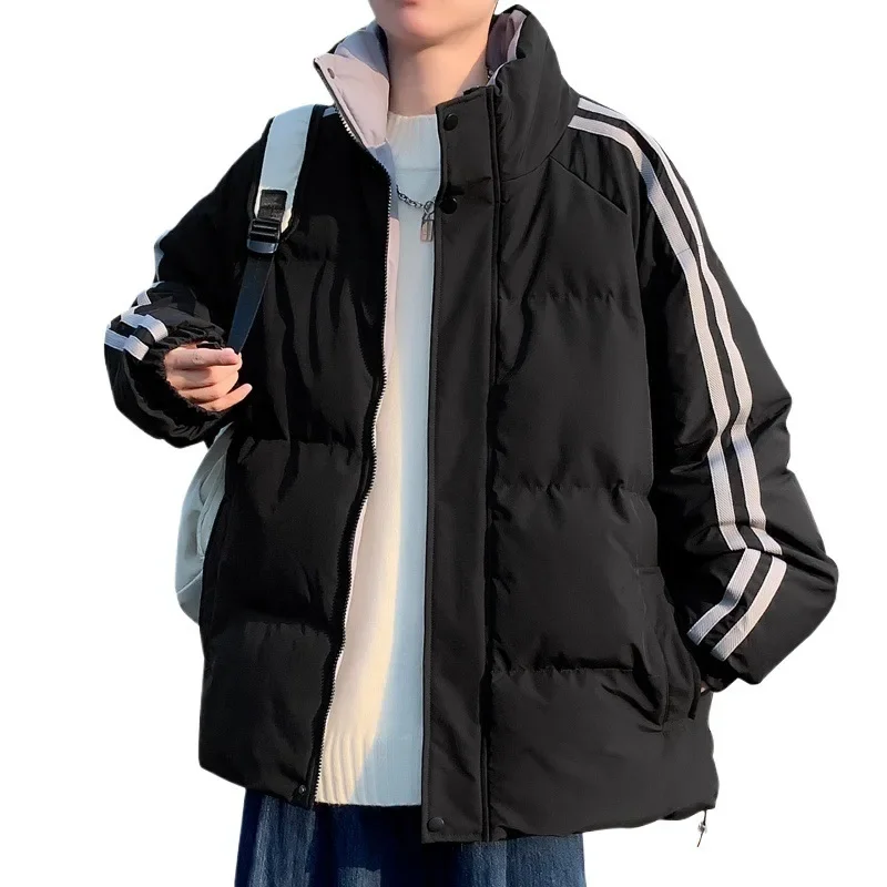 Мужское повседневное утолщенное теплое хлопковое пальто однотонная куртка с