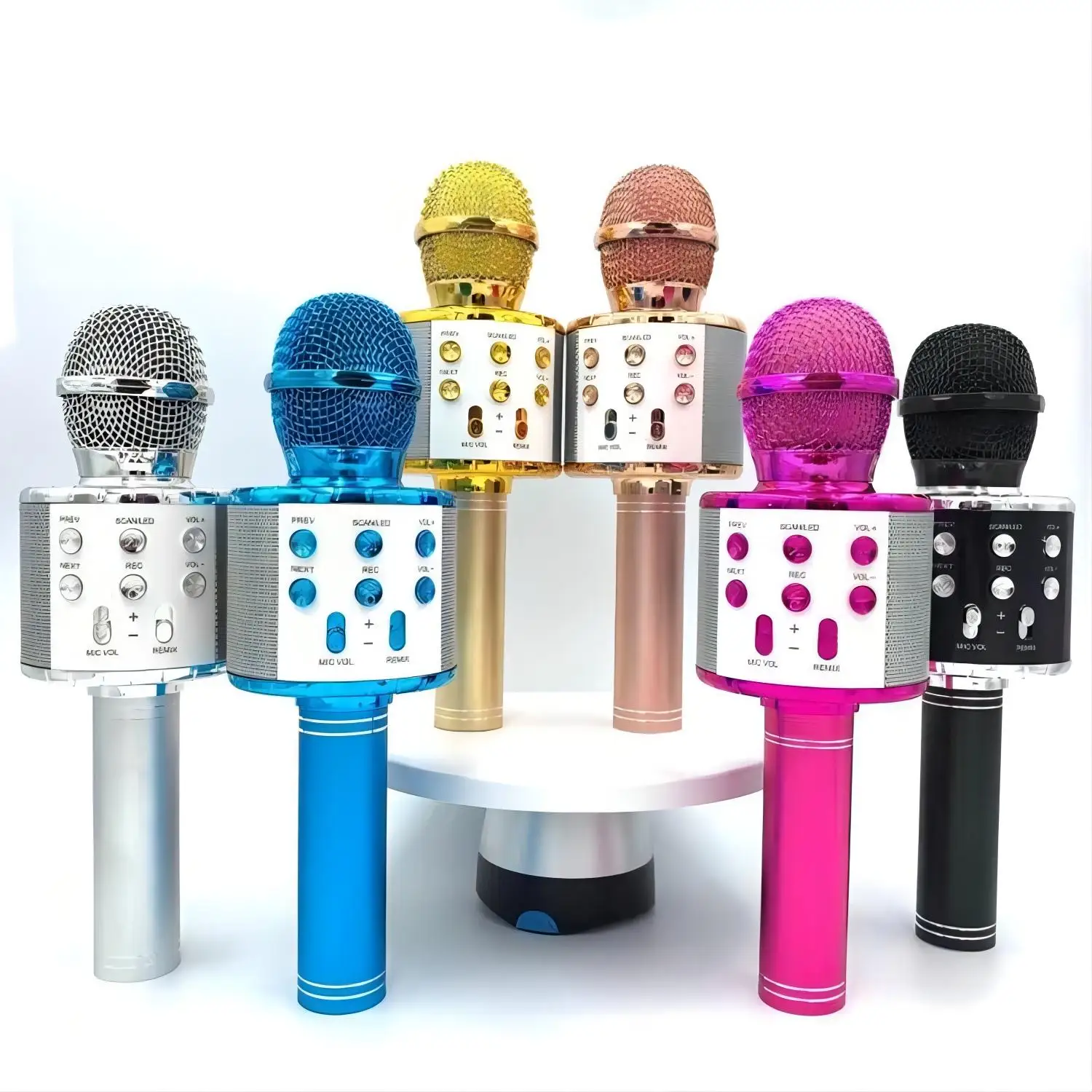 

Wireless Karaoke Microphone Bluetooth Portable Handheld Speaker Home KTV Player with Dancing LED Lights Record Function for Kids