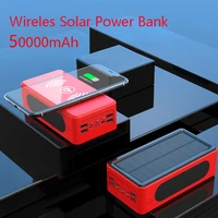 wireles 50000mah solar power bank capacity phone charging powerbank external battery phone fast charger for xiaomi iphone 12 13