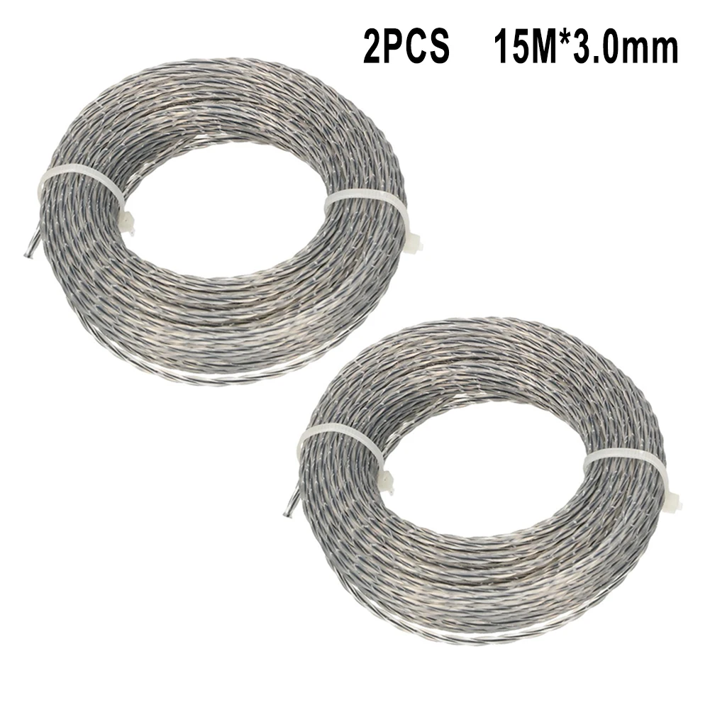 

2 Rolls 15M (30M) Trimmer Lines Nylon Core-Reinforced Grass Trimmer Line High Temperature Wear Resistance For Mowing Wild Plants