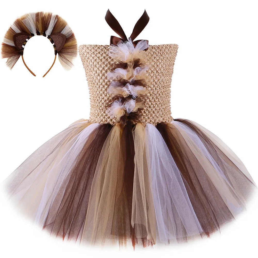 

Lion Tutu Dress for Girls Halloween Dress Up Clothes Kids Zoo Animal Costume with Headband Child Birthday Carnival Pageant Party