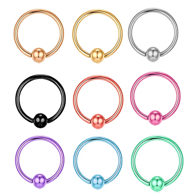 

wholesales captive nose rings 16g 11 colorx mix Metal Horseshoe Nose Ring C Clip BCR Septum Lip Stainless Steel Piercing Hoop fo