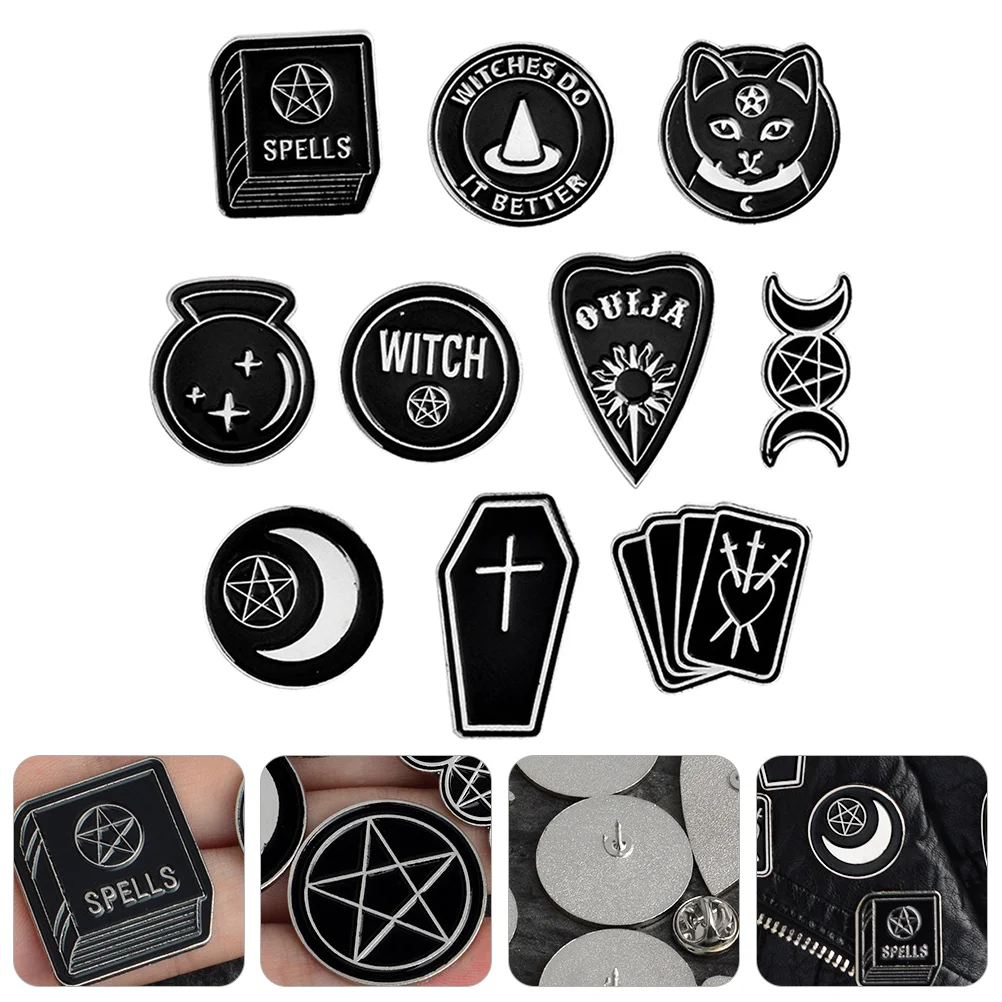 

Pin Brooch Badge Hat Clothes Punk Lapel Gothic Enamel Black Alloy Broochesdiy Witch Jackets Personality Fashion Cat Collar