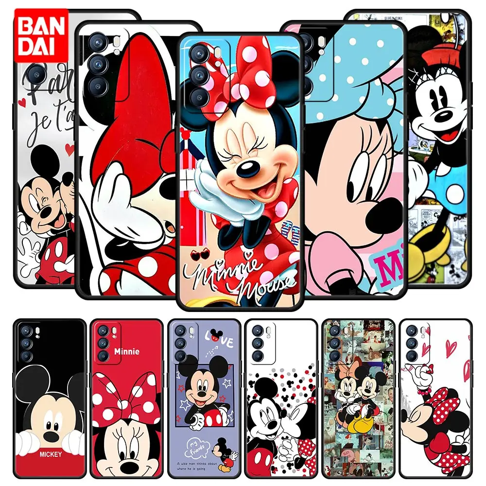 

Mickey Minnie Mouse Case for Oppo A3s A5s A9 A15 A31 A52 A53 A54 A74 A93 A94 F19 Pro 4G Black Silicone Funda Capinha Capa Cover