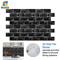 10 pieces oil proof easy to clean diy wall decor self adhesive wall tile stickers 3d effect wall paper
