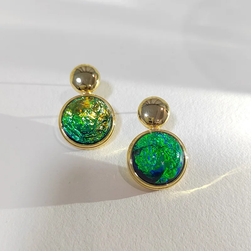 Элегантные зеленые серьги в стиле ретро для женщин ювелирные аксессуары