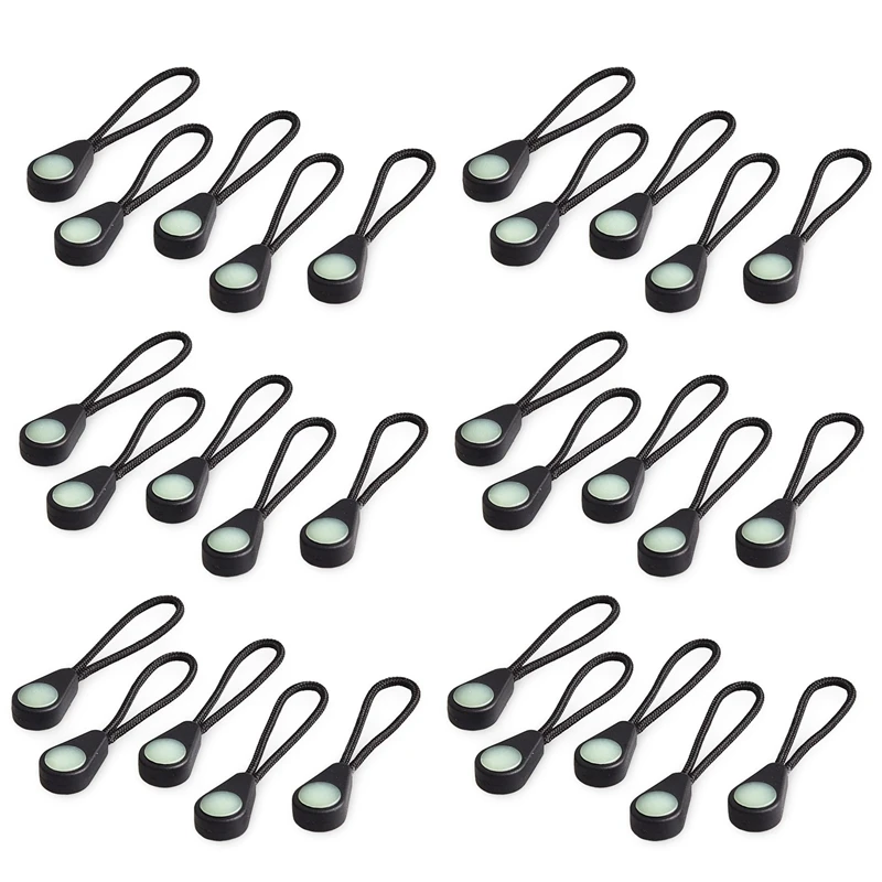 

30Pcs Night Reflection Fluorescence Draw Cord Glow In The Dark Zipper Pulls Replacement Cord Jacket Coat Backpack Tent