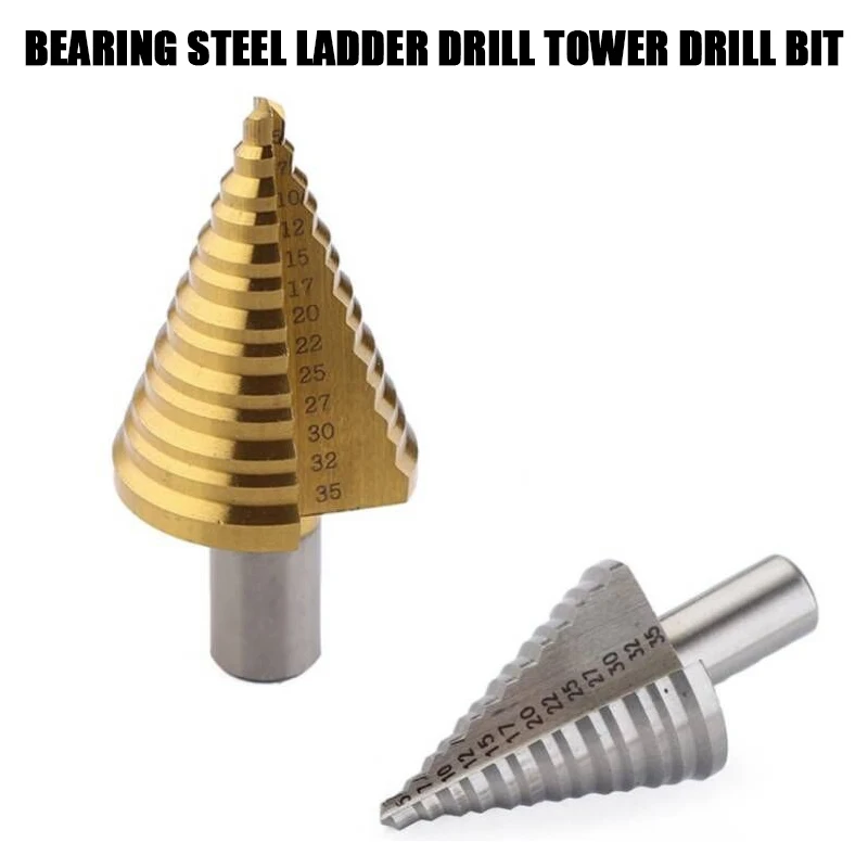 

HSS Titanium Coated Step Drill Bit High Speed Steel Wood Metal Reamer 5-35mm 1/4-1 3/8 Drilling Bits Carpentry Tools Step Drills