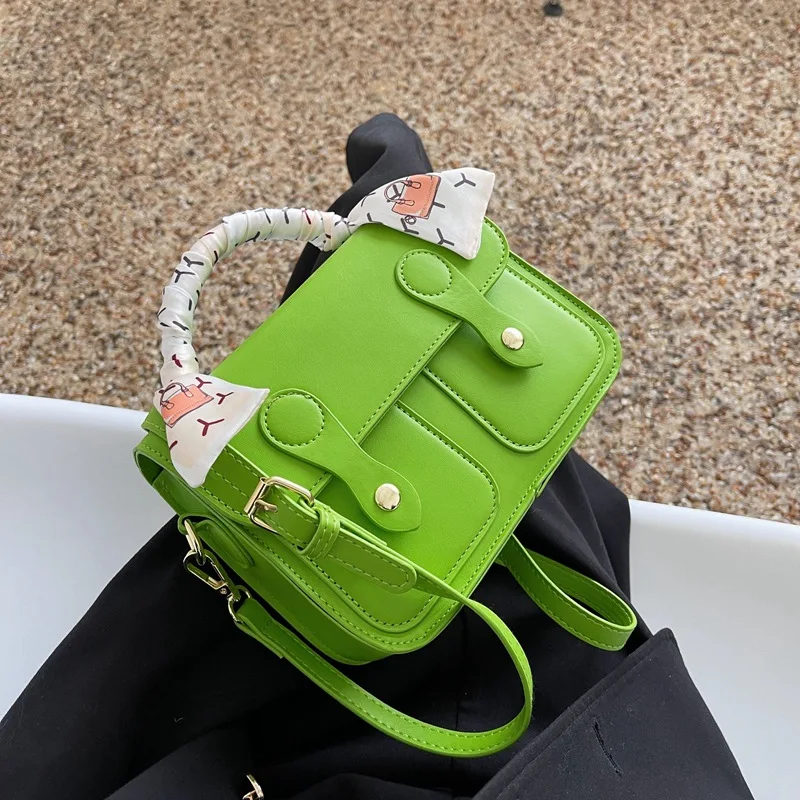 

Сумка на плечо женская с лентами, модный брендовый саквояж кросс-боди, маленькая однотонная Повседневная Сумочка с клапаном, лето 2022