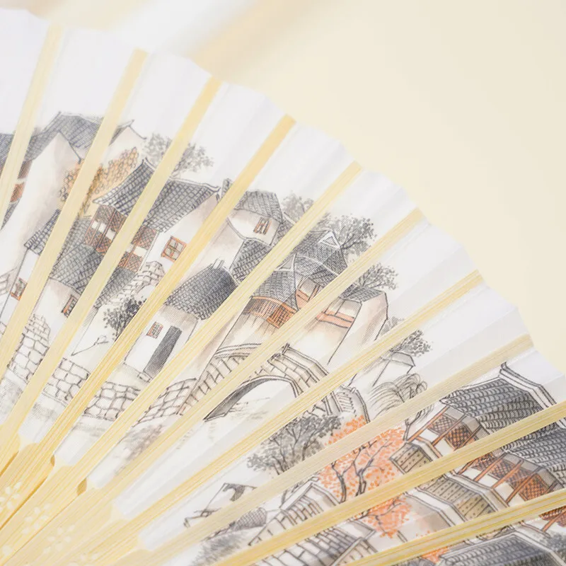 Китайский шелковый складной веер винтажный бамбуковый танцевальный косплей