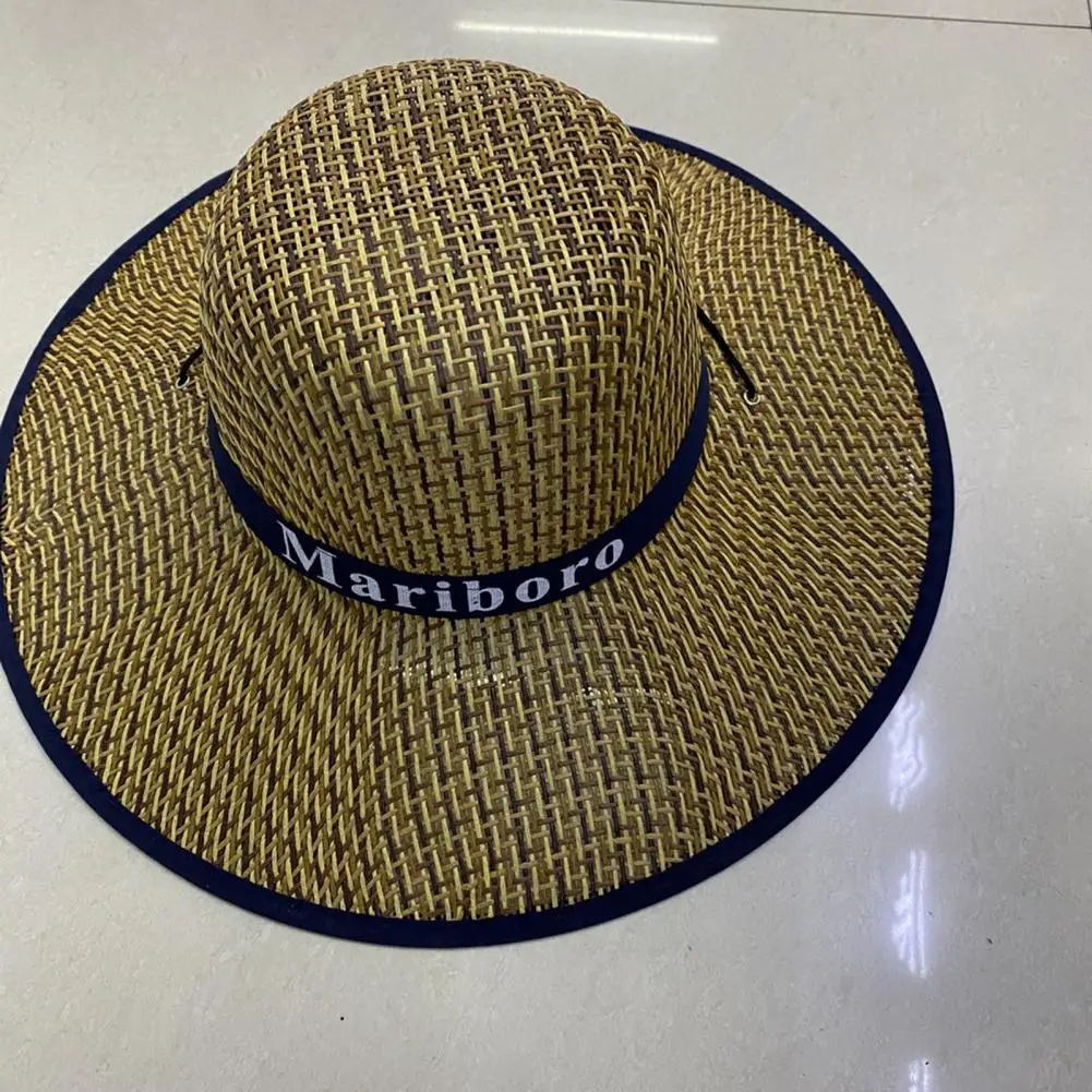 

Trendy Straw Hat Comfortable Women Wide Brim Sun Hat Drawstring Closure Lightweight Sunhat Travel Supply