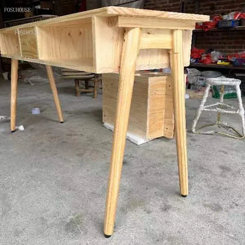 Столы для ногтей в японском стиле двойной маникюрный стол из цельного дерева и