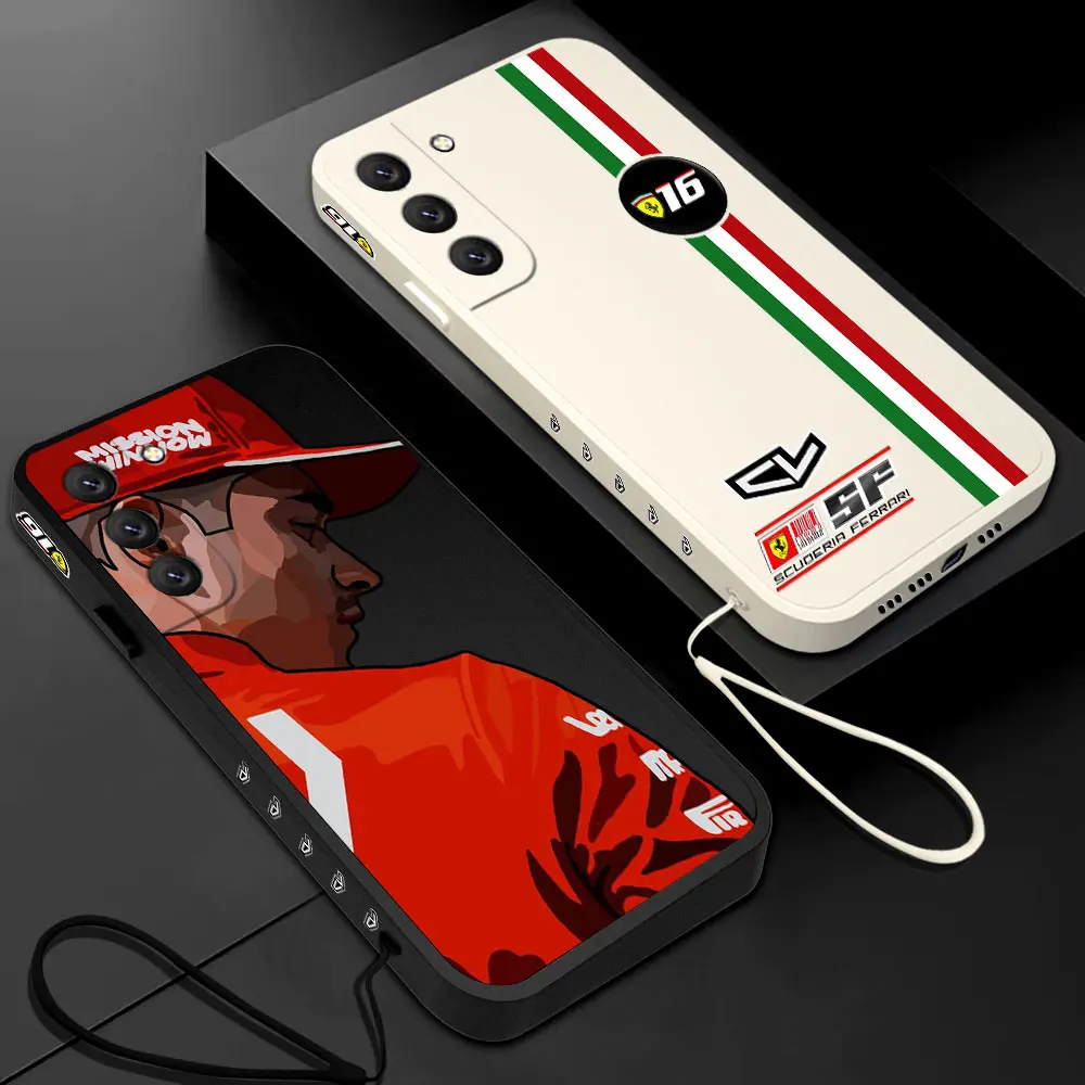 

F1 Ferrari Driver Charles Leclerc Phone Case For Samsung Galaxy S23 S22 S21 S20 Ultra FE S10 4G S9 Note 20 10 Plus With Lanyard