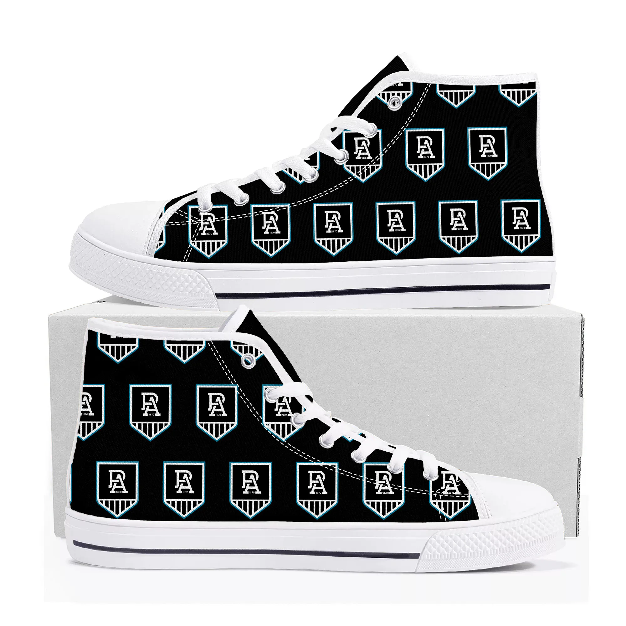 

Port Adelaide Power Australian Football High Top High Quality Sneakers Mens Womens Teenager Canvas Sneaker Custom Made DIY Shoe
