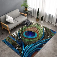 feather printed flannel entrance doormat peacock pattern non slip bathroom carpet kitchen mat home decorative living room rug