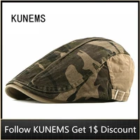 kunems camouflage beret korean version newsboy hat fashion hat for man outdoor forward cap unisex print peaked caps gorras