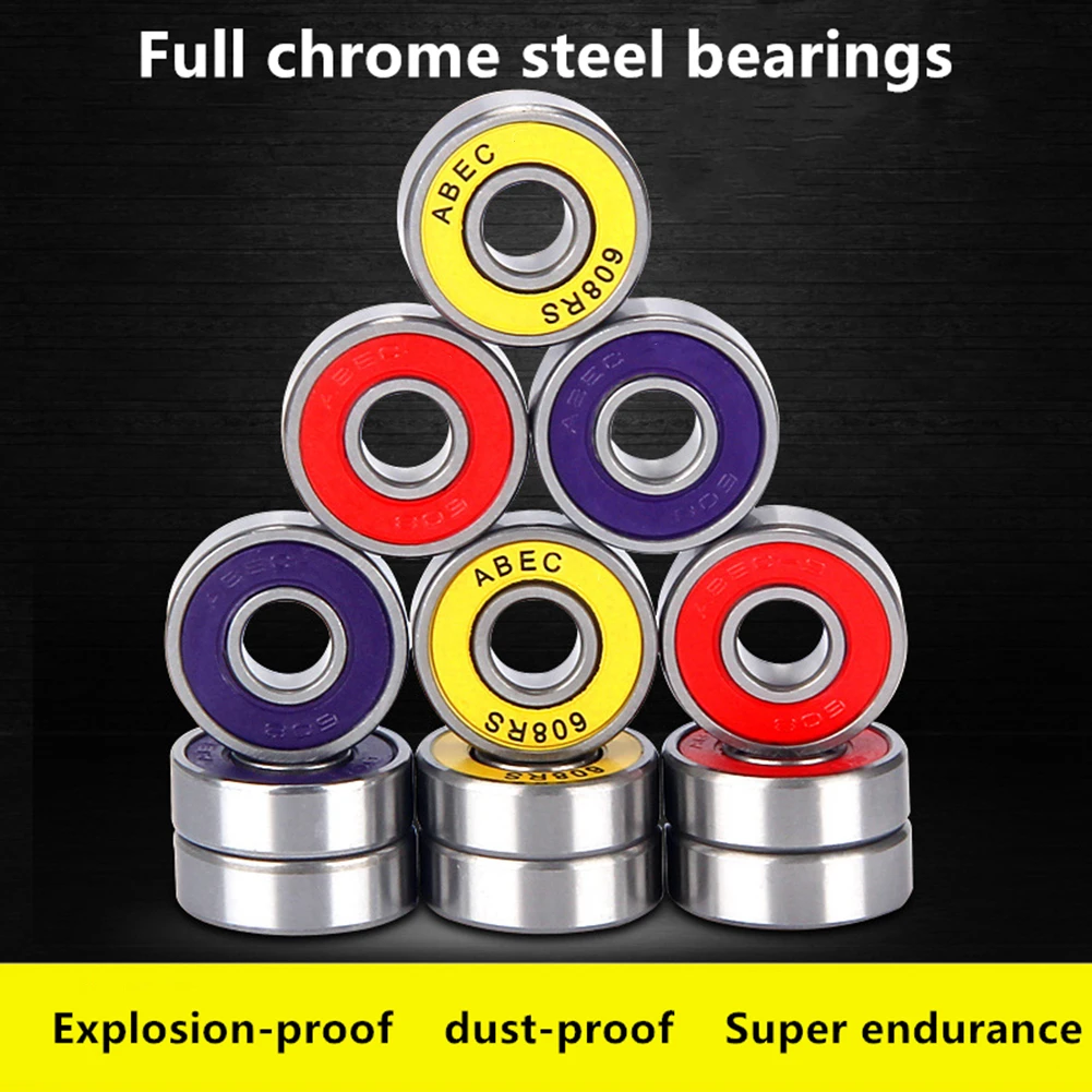 

10PCS ABEC-7 608 2RS Skateboard Scooter Roller Steel Sealed Ball Bearings Durable Skateboard Bearing Scooter Accessories Parts